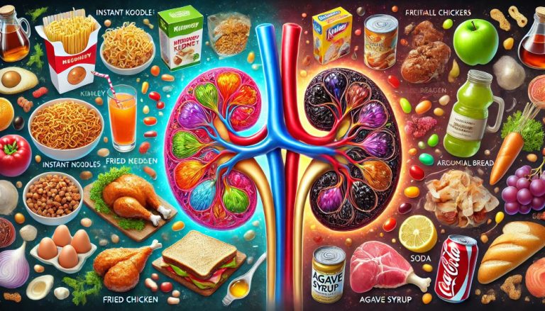 Dall·e 2024 10 23 09.27.33 An Image Depicting A Healthy Kidney In Contrast To An Unhealthy Kidney. The Healthy Kidney Is Shown In Vibrant Colors With Clear Well Defined Nephron